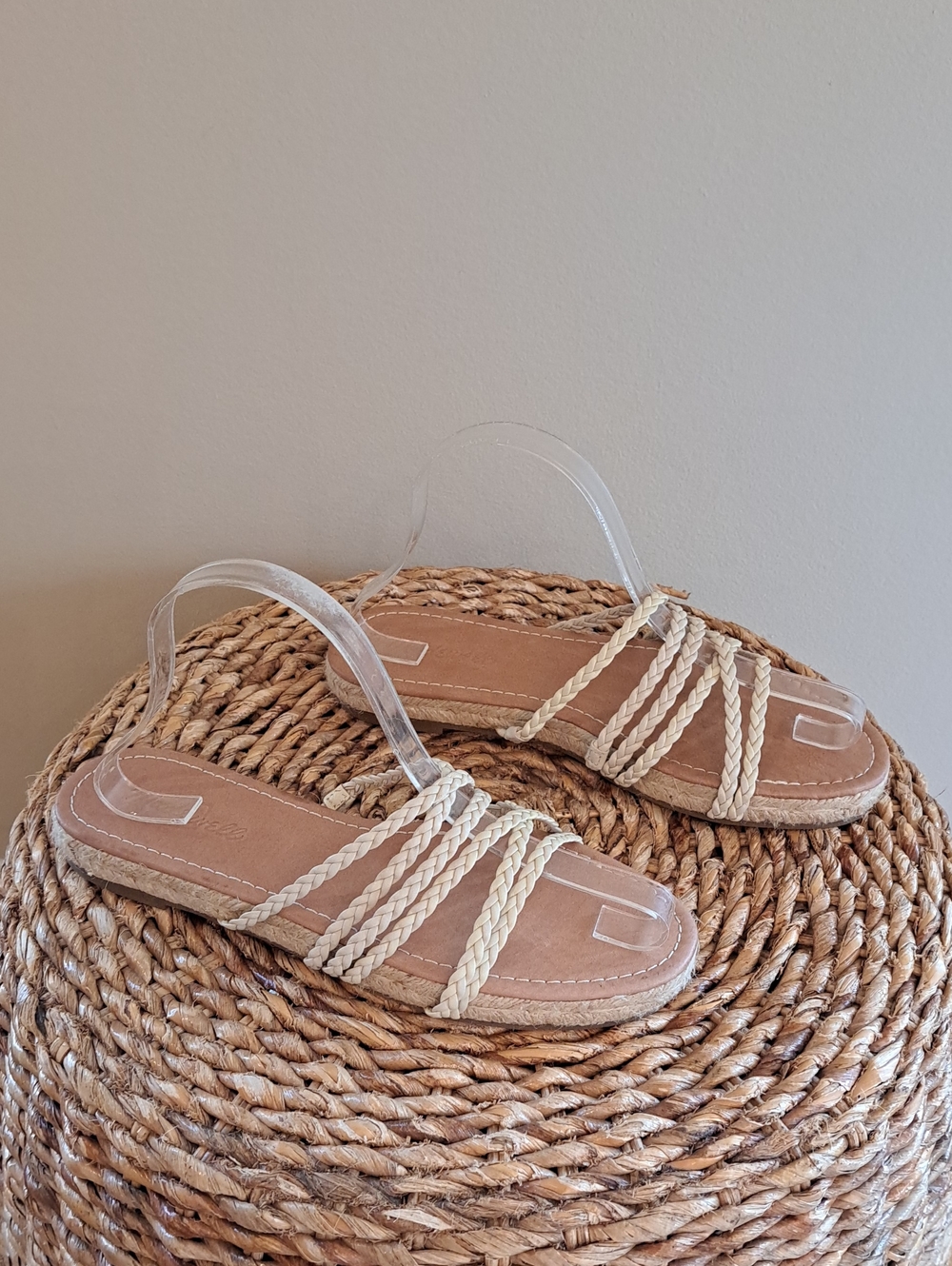 NWOT Madewell Womens Kathryn Ivory Braided Leather Espadrille Slide Sandals 8